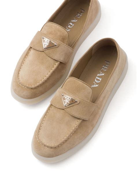 prada gold penny loafers|Prada suede loafer.